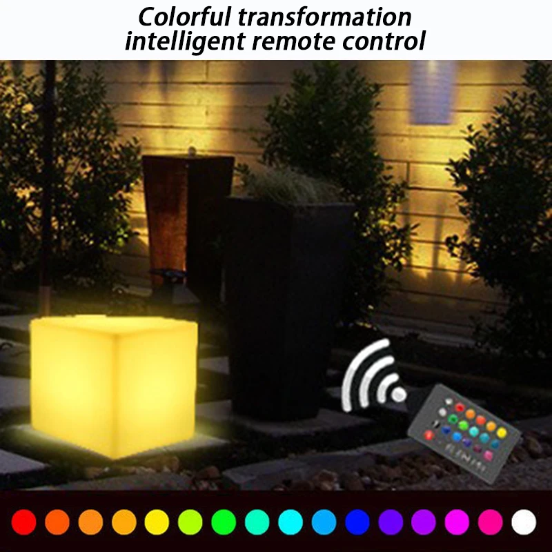 Led cubo brilhante luzes da noite cadeira de barra fezes remoto 16 cores luminosa quadrado fezes usb solar assento ao ar livre luz ktv festa
