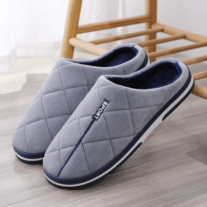 Tamaño 47 48 49 50 hombres Otoño Invierno cálido tamaño grande zapatillas de algodón talla grande más hogar dormitorio zapatos casuales casa toboganes interiores