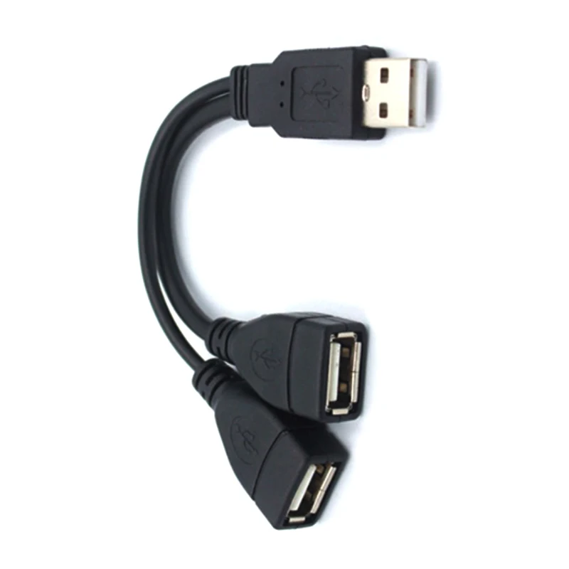 Cable Y divisor USB 2,0, 1 macho a 2 cables de extensión hembra, convertidor adaptador de corriente para PC, carga de transmisión de datos de coche