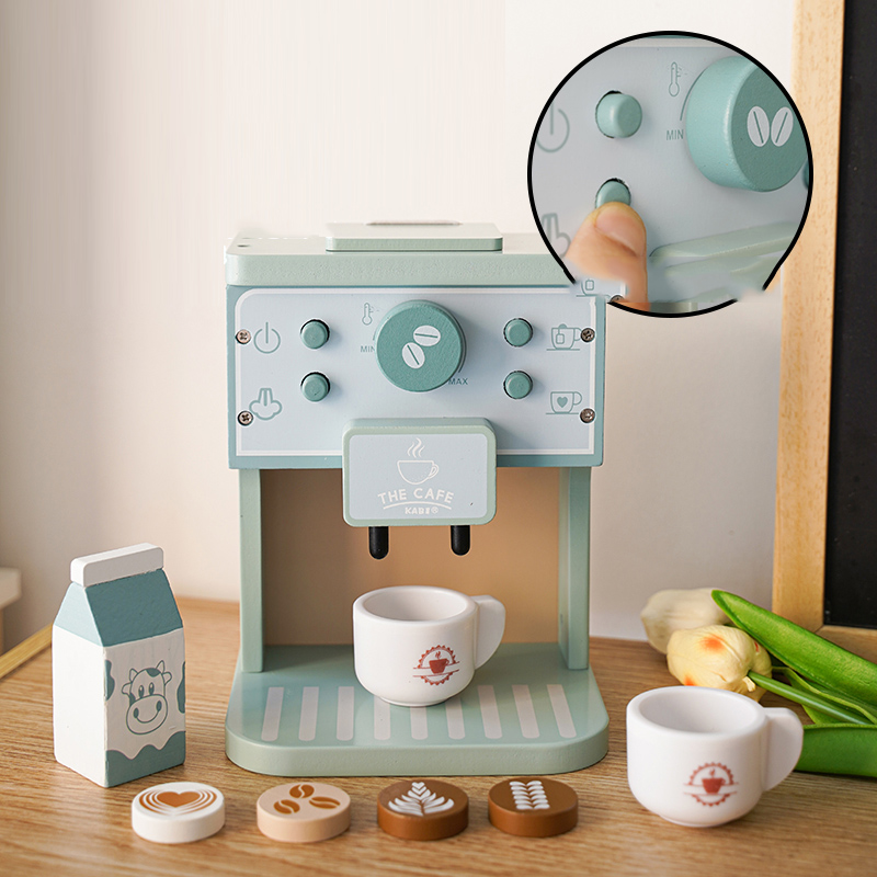 Cadeau pour enfants, jeu de simulation éducatif Montessori amusant, cuisine en bois, ensemble de Machine à café de luxe, jouets pour tout-petits