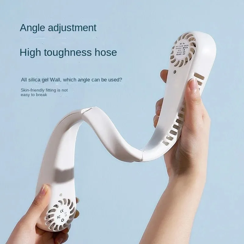 Ventilateur de cou suspendu, petit ventilateur pratique, peut être librement ajusté, Mini petit chargement USB, sans feuilles, grand vent suspendu au cou pour l'extérieur
