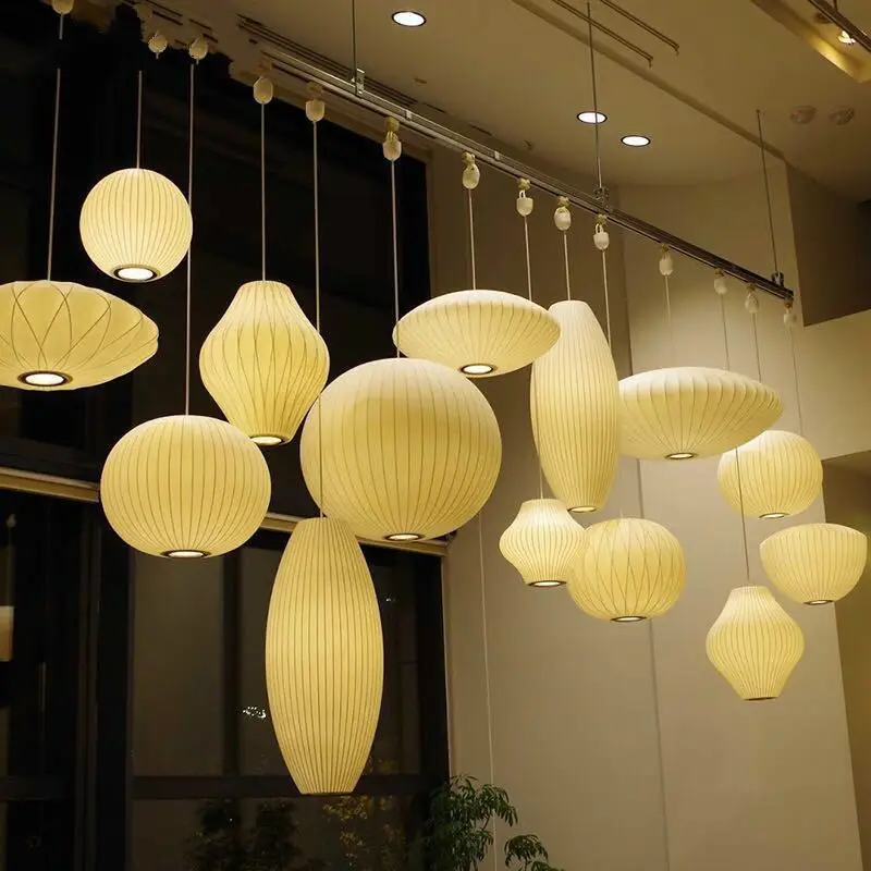 Lampu gantung Led sutra minimalis Nordic, lampu gantung perlengkapan lampu gantung
