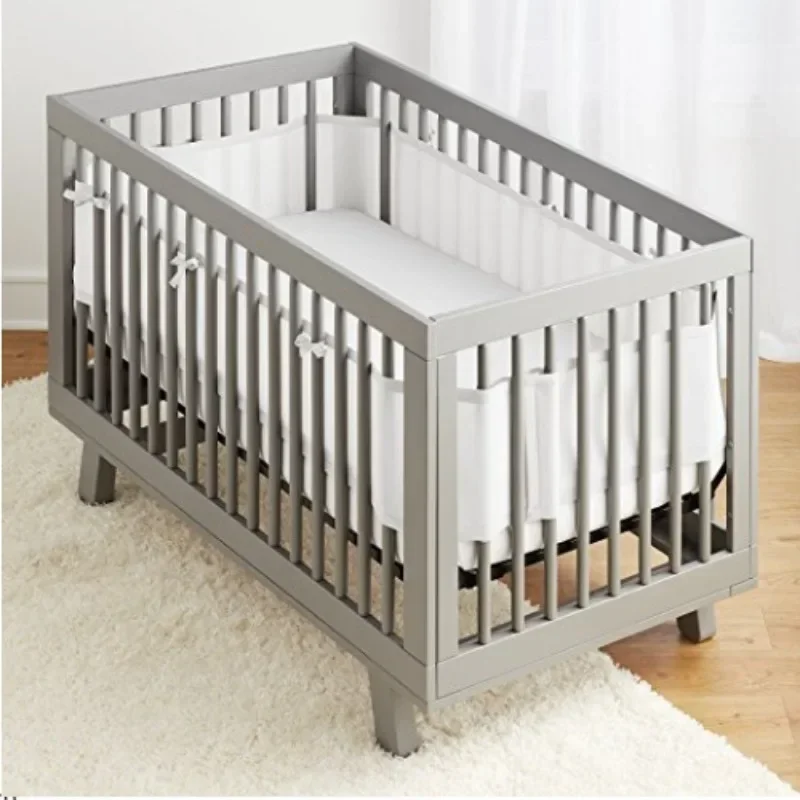 2Pcs/Set  Baby Breathable Mesh Crib Girth Comfortable For 4 Panel Crib Bed Circumference Around Protector Baby Mesh Crib Bumper