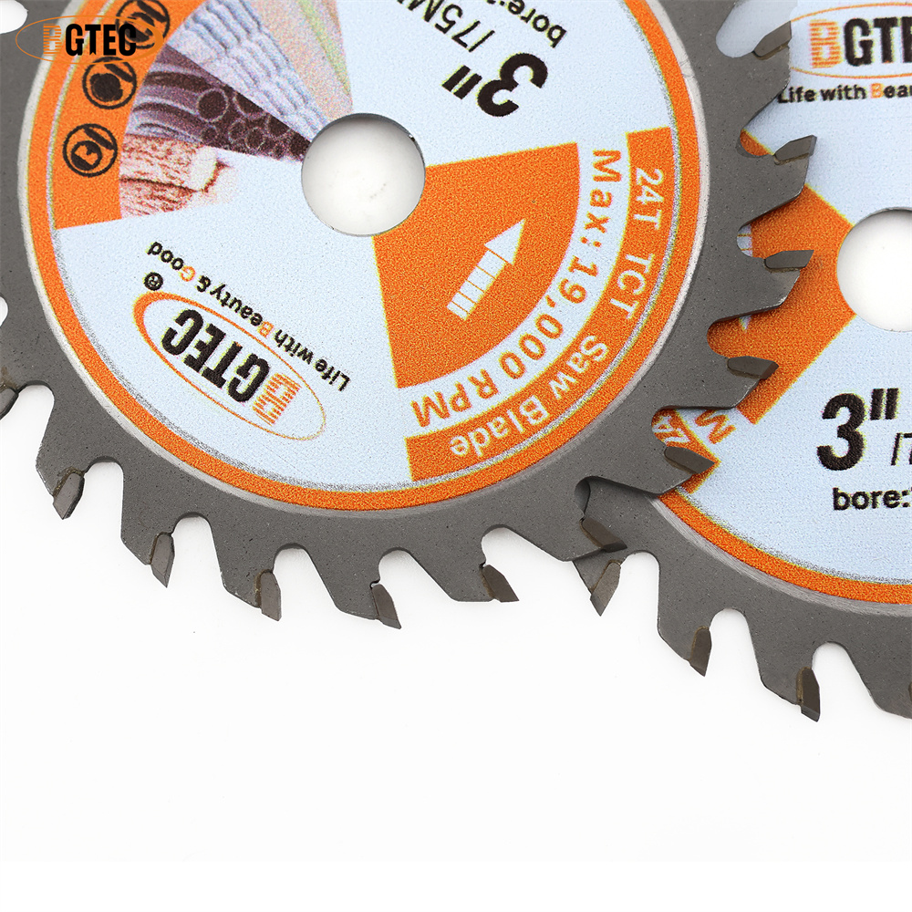 BGTEC แผ่นตัด TCT ใบเลื่อย Hard Alloy งานไม้ชุด 75/85 มม.24 T สําหรับไม้ไม้วัสดุคอมโพสิตพลาสติก mini Disc