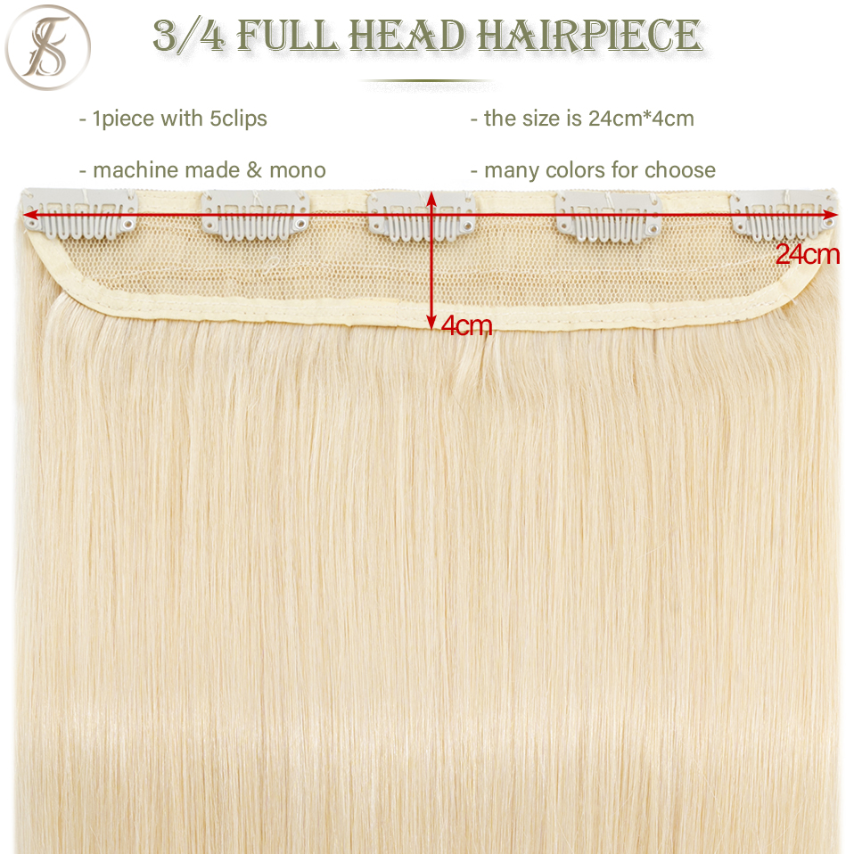 TESS 40-60g 10 "-24" คลิปต่อผมมนุษย์ผมคลิป 3/4 Full Head Hairpiece คลิปธรรมชาติผมส่วนขยาย Healthy End