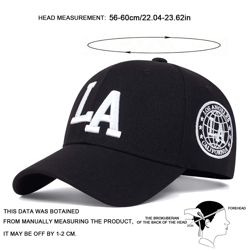 Unisex LA Leter Embroidery Snapback Baseball Caps Spring and Autumn Outdoor Adjustable Casual Hats Sunscreen Hat