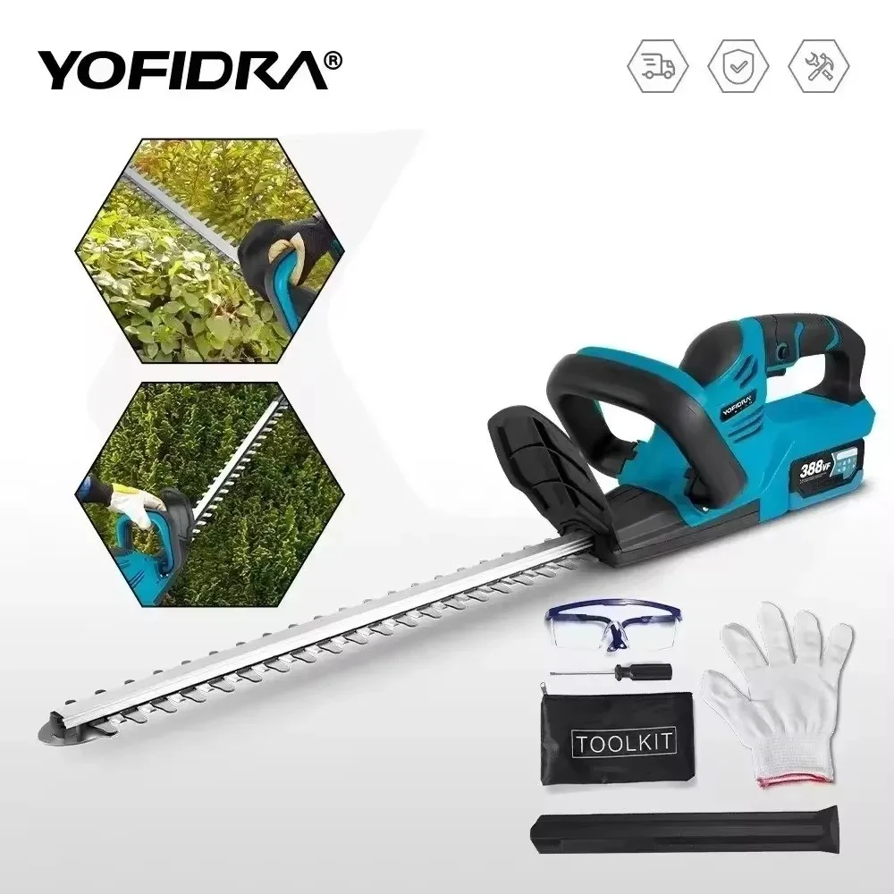 YOFIDRA 2000W Electric Hedge Trimmer 15000 RPM Lawn Mower Garden Landscaping Hedge Pruner Trimmer Tool For 18V-21V Battery