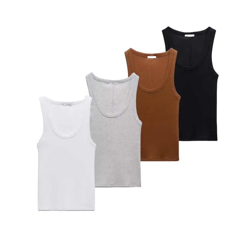 Primavera/verão novo produto feminino fino ajuste cor sólida suspenso com nervuras regata picante estilo menina camiseta