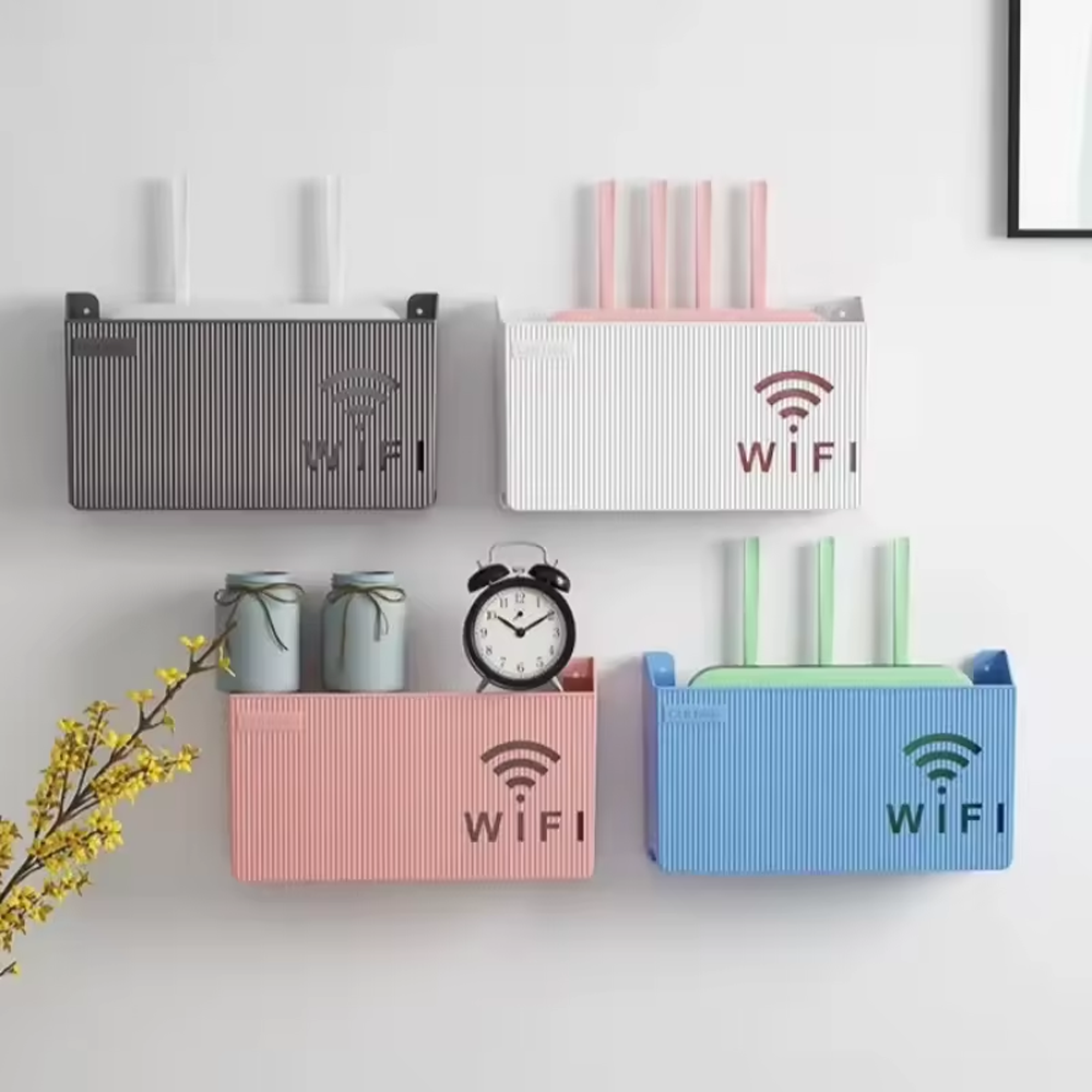 1PC Wall Mounted Wireless Wifi Router Shelf ABS Storage Box Router Rack Cable Power Bracket Organizer Box for Living Room