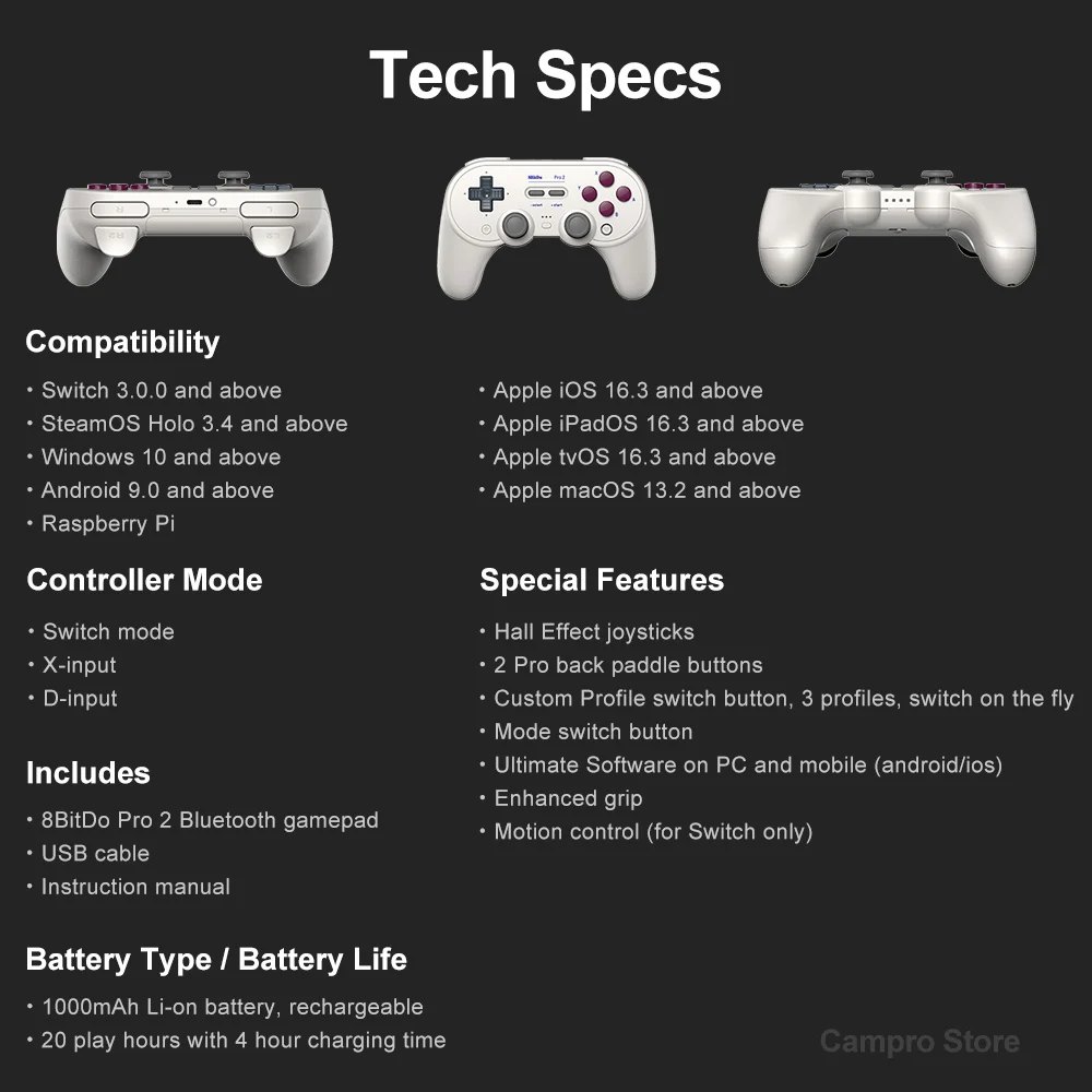 8Bitdo Pro2 Bluetooth игровой контроллер беспроводной геймпад для Nintendo Switch, ПК, MacOS, Android, Steam, Raspberry Pi
