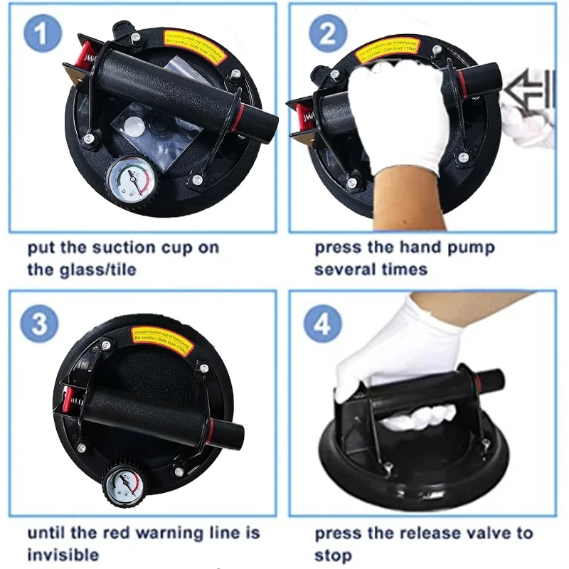 Ventouse sous vide 250 Kg, capacité de transport, ventouse sous vide de 8 pouces, levage robuste pour carreaux de granit et verre, levage manuel