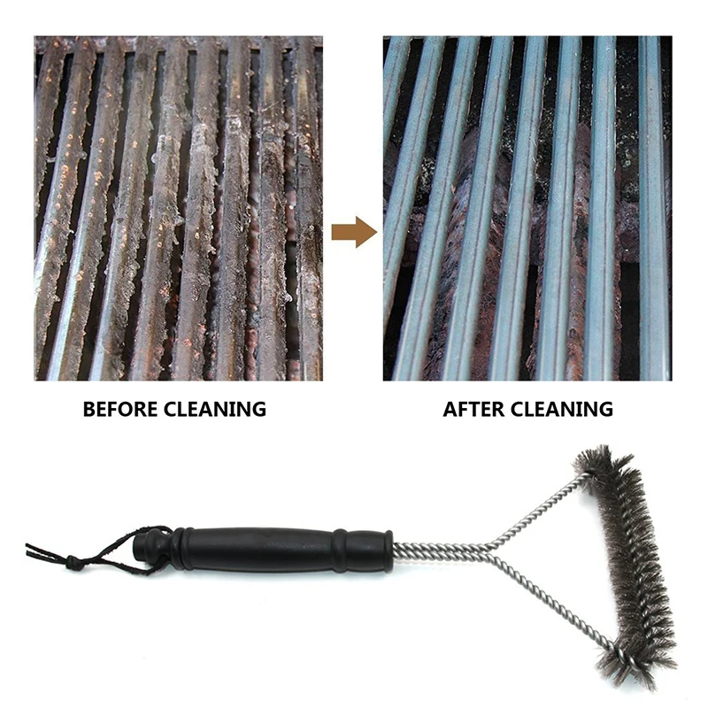 ย่างบาร์บีคิว BBQ แปรงทําความสะอาดเครื่องมืออุปกรณ์ย่างขนแปรงสแตนเลส Non-Stick แปรงทําความสะอาดอุปกรณ์บาร์บีคิว
