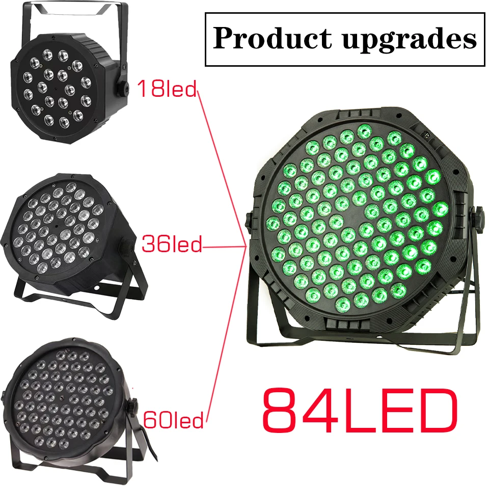 ใหม่ 80W อัพเกรด 54 par light LED Stage Party ไฟแบน Par Strobe Dmx512 ควบคุม RGB 3In1 สีสําหรับ Dj Disco งานแต่งงาน xmas
