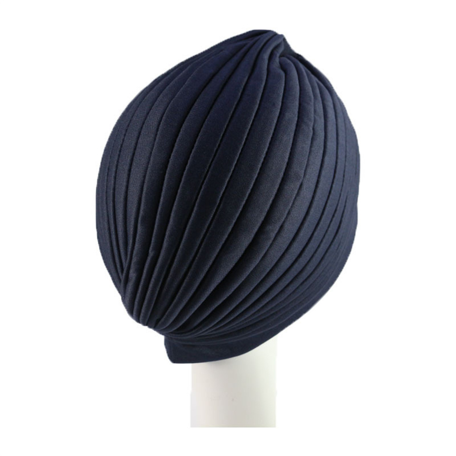 2 teile/los Stretch Turbane Kopf Beanie Abdeckung Twisted Plissee Headwrap Verschiedene Farben Haar Abdeckung Beanie Hüte für Frauen Mädchen