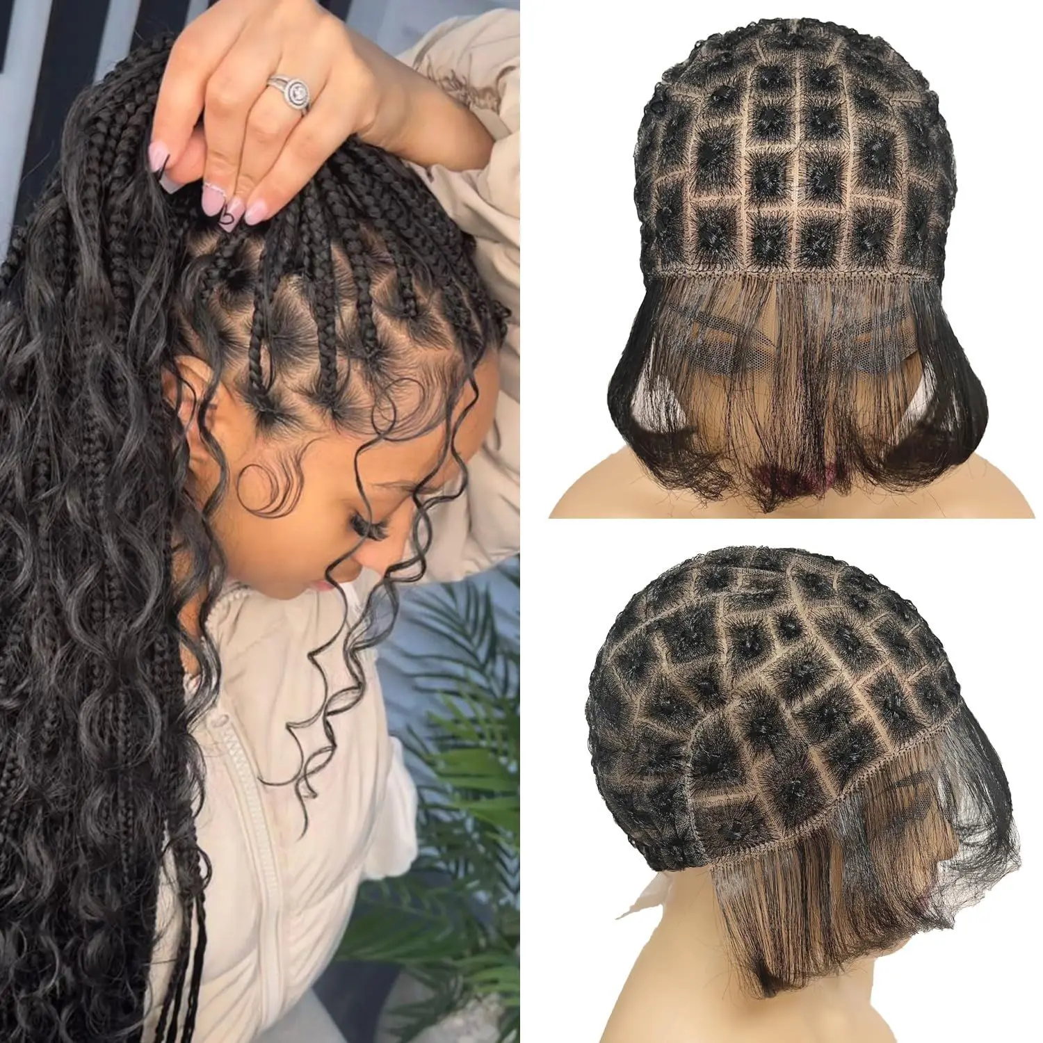 Braided Wig Cap for Crochet Braids  Full Double Lace Braided Wig With Baby Hair Suitable for Making Crochet Wigs  with Bangs