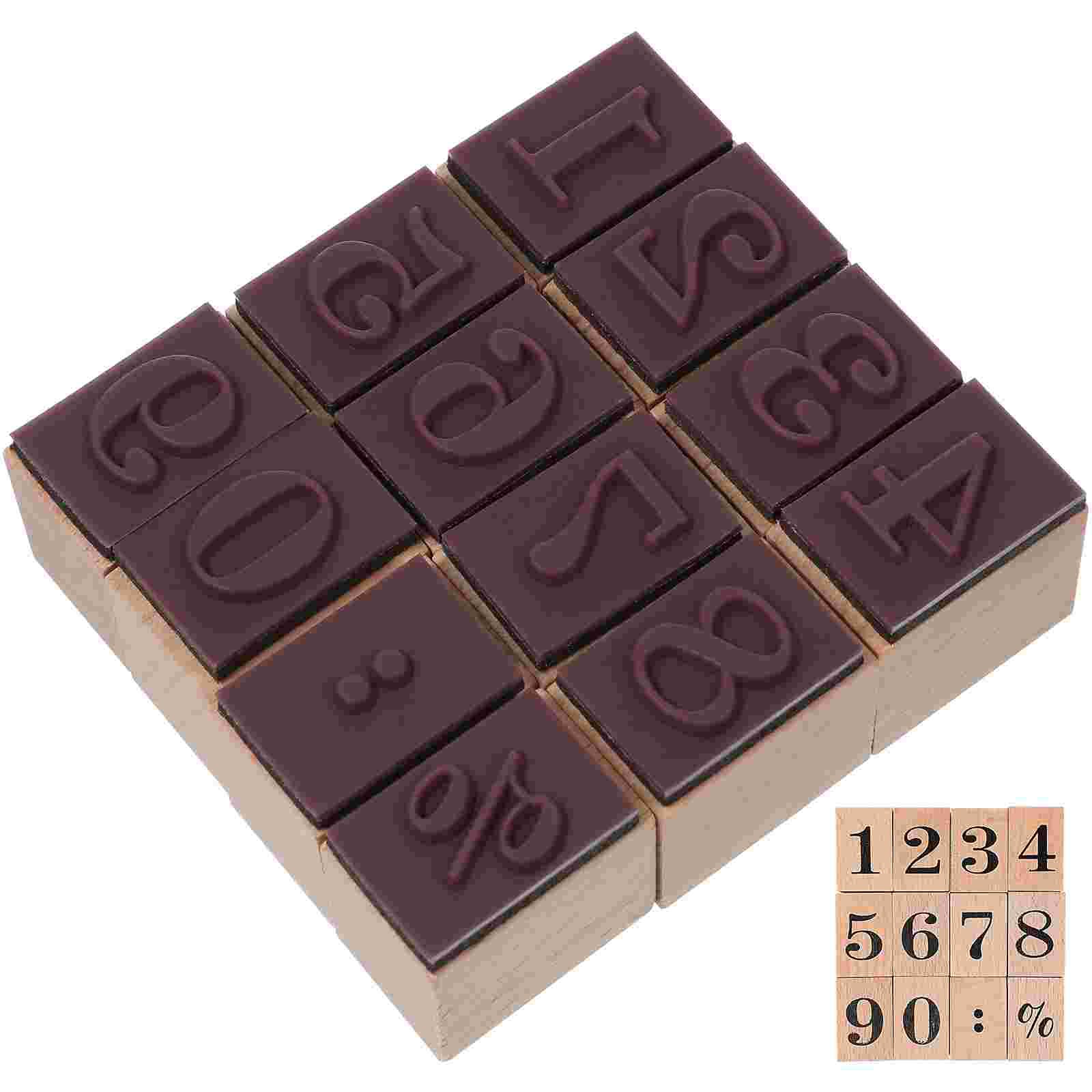 Digitaler Kalender, Holzstempelset, Zahlen, DIY-Stempel, Siegel, Scrapbook, Planer, Büro