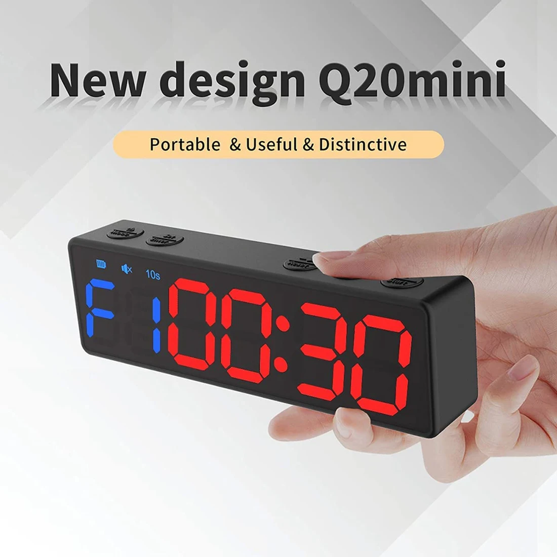Relógio de treino AA91 com bateria, mini temporizador portátil de ginástica com ímã embutido para academia em casa, contagem regressiva/temporizador programável