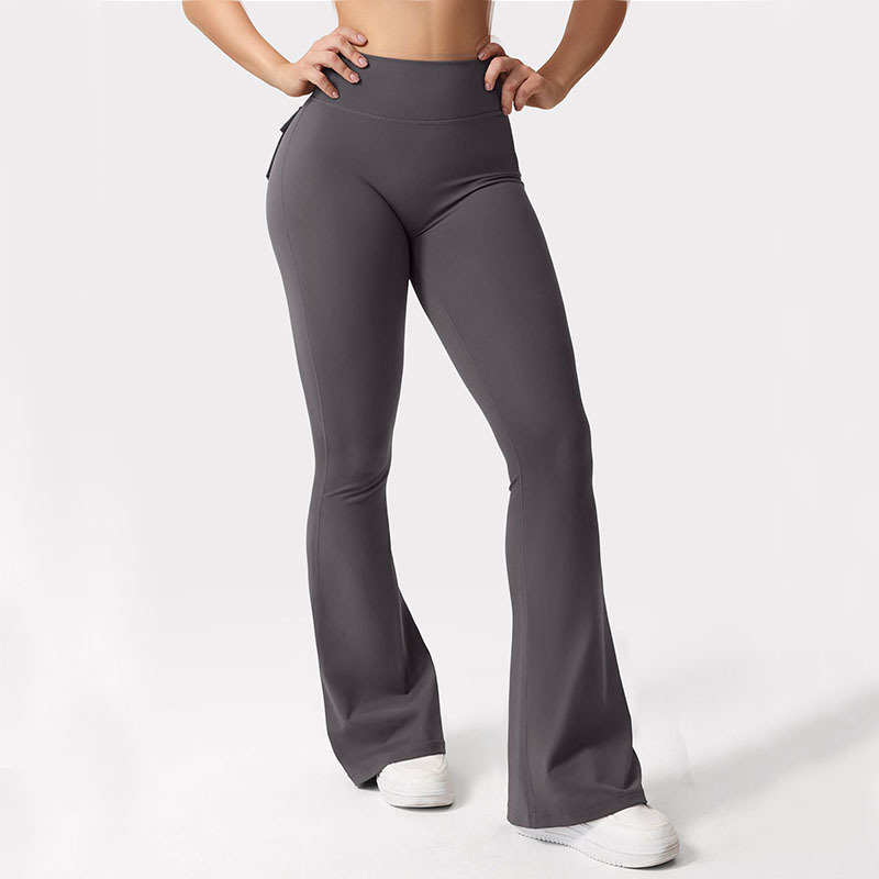 Mais novo feminino perna larga alta estiramento yoga leggings nu sentimento compressão fitness workwear com bolsos yoga pant 