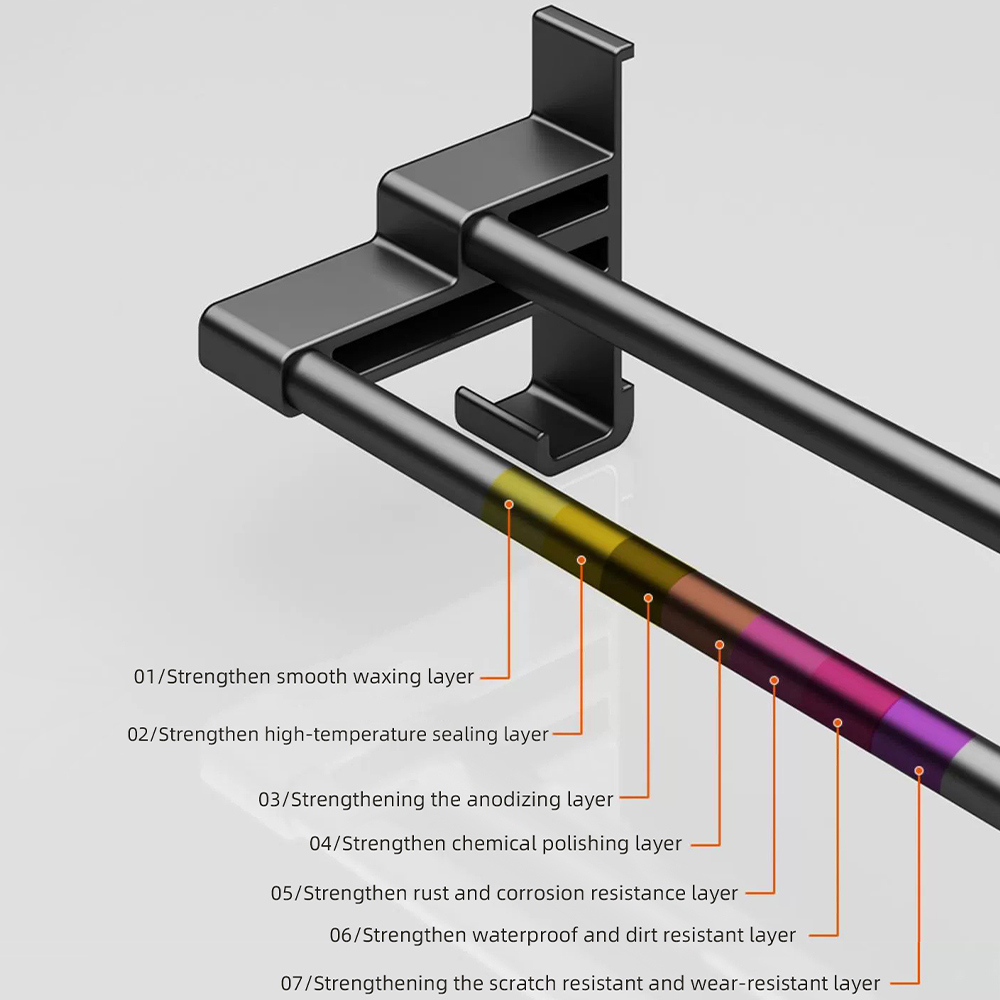 Space Aluminum Bathroom Towel rack Without Drilling Self-adhesive Double rod Towel Bar Shower Towel Holder Bathroom Organizer
