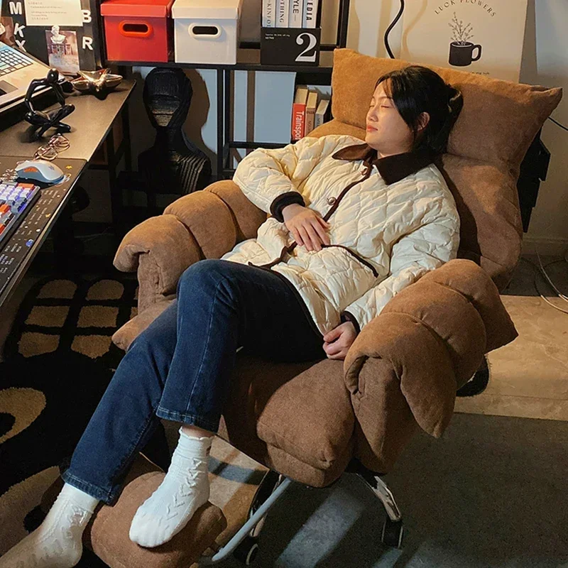เก้าอี้เขียนสีขาวสบายเกม Pc Room Chaise Longue ออกแบบห้องครัว Ergonomic Gamer Gaming ผ่อนคลายเก้าอี้คอมพิวเตอร์ Lazy
