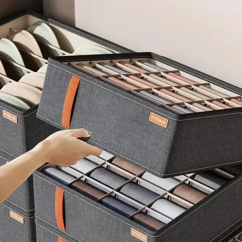 6-20 cell Underwear Storage Box Dark Grey Socks Bra organizer Drawer Division Multifunctional Household Wardrobe Classification
