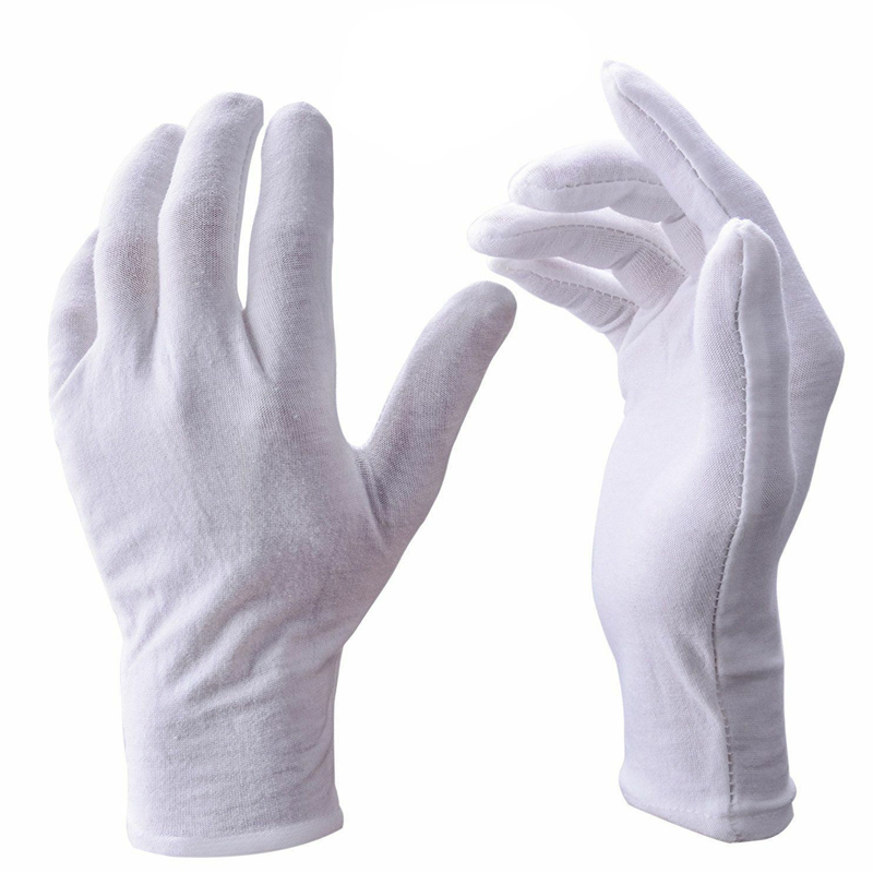 1/10 pares de guantes de trabajo de algodón suave blanco para manos secas, película de manipulación, guantes de SPA, guantes elásticos ceremoniales, herramientas de limpieza del hogar