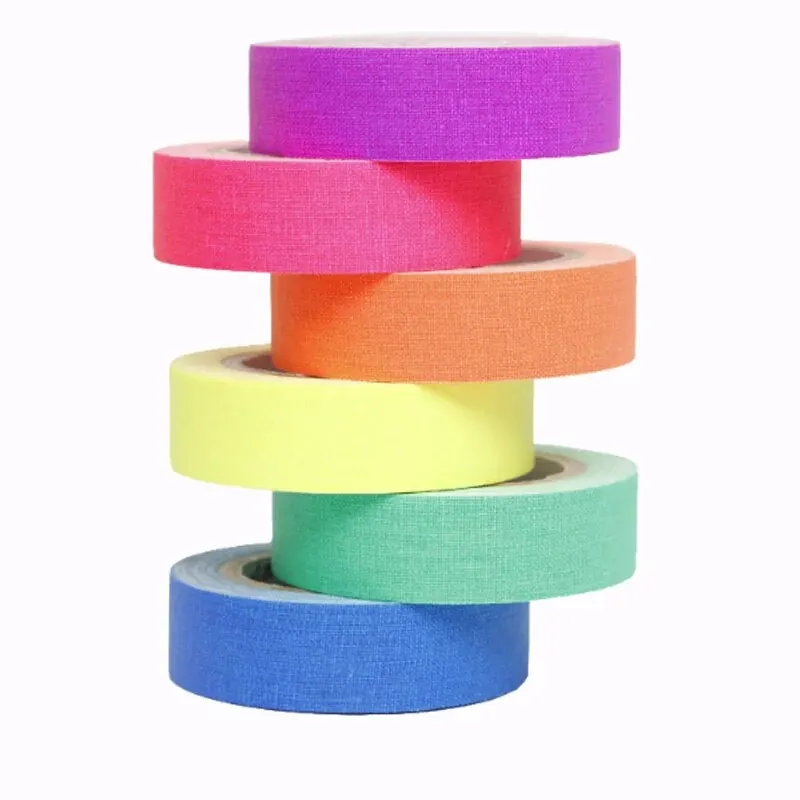 เทปผ้าฝ้ายเรืองแสง 6 สี, UV Blacklight Reactive, สีนีออนสําหรับตกแต่งงานปาร์ตี้, ฮาโลวีน, งานฝีมือ