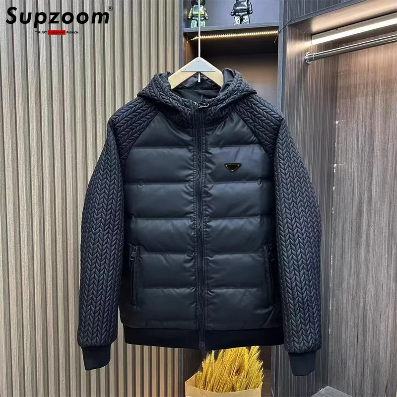 Supzoom Nieuwe Collectie Casual Triangle Mark Heren Winter Trendy Katoenen Gewatteerde Pak Met Capuchon Paar Katoen Gewatteerde Jassen En jassen
