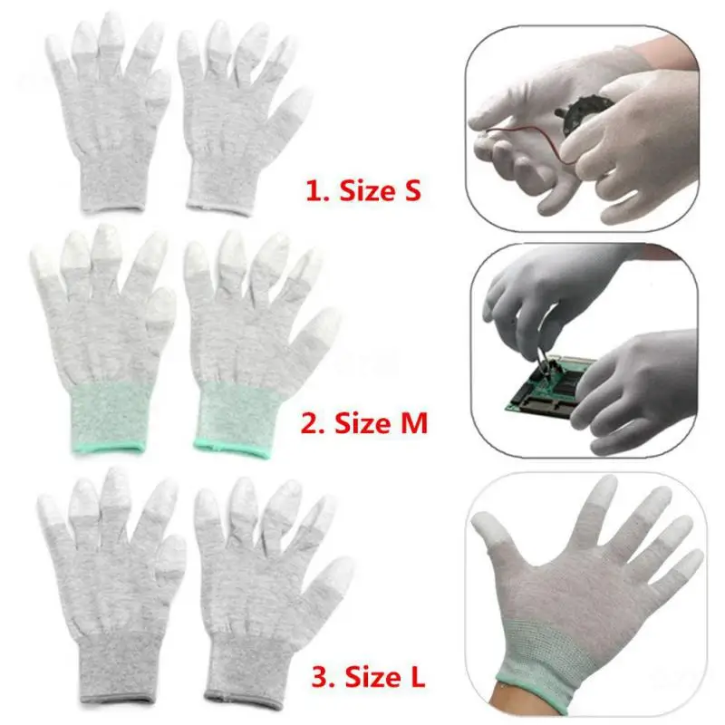 Anti-Static ถุงมือลื่น ESD อิเล็กทรอนิกส์ถุงมือทํางาน PU เคลือบนิ้วมือสําหรับแล็ปท็อปซ่อมโทรศัพท์ชุดเครื่องมือ 1 คู่