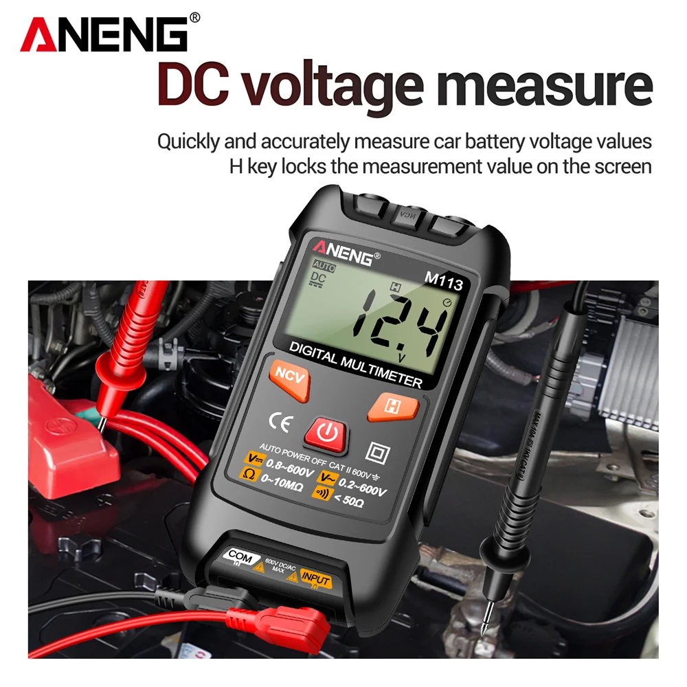 มัลติมิเตอร์แบบดิจิตอลอัตโนมัติ Professional ANENG M113 Multimetro AC DC แรงดันไฟฟ้า 600V Auto Range Ohm NCV เครื่องมือทดสอบความต้านทาน