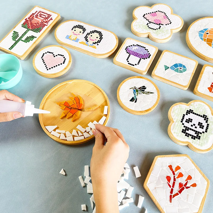 Tre Khảm Tự Làm Đế Lót Ly Tay Sáng Tạo Chất Liệu Cốc Thảm Placemat Khảm Pha Lê Thủ Công Dụng Cụ Trẻ Em Quà Tặng