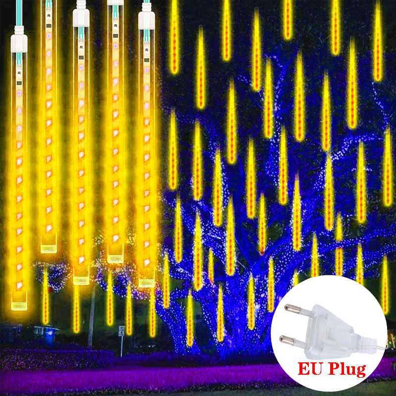 2025 Weihnachten Home Dekoration 8 Röhren LED Meteorschauer Fee Urlaub Beleuchtung Hochzeit Party Schlafzimmer Outdoor Decor EU Stecker 220 V