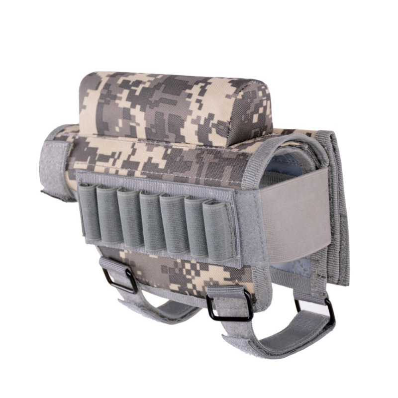 Camo Outdoor Tactical Butt Stock Rifle Cheek Rest Pouch Bullet Holder Adjustable Nylon Riser Pad Ammo Cartridges Bag for Hunting
