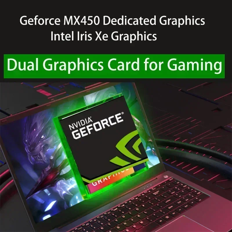 GMOLO-el mejor ordenador portátil para juegos, 32GB/16GB, DDR4 RAM, Intel I7, CPU Geforce MX450/ Iris Xe, Super Gamer