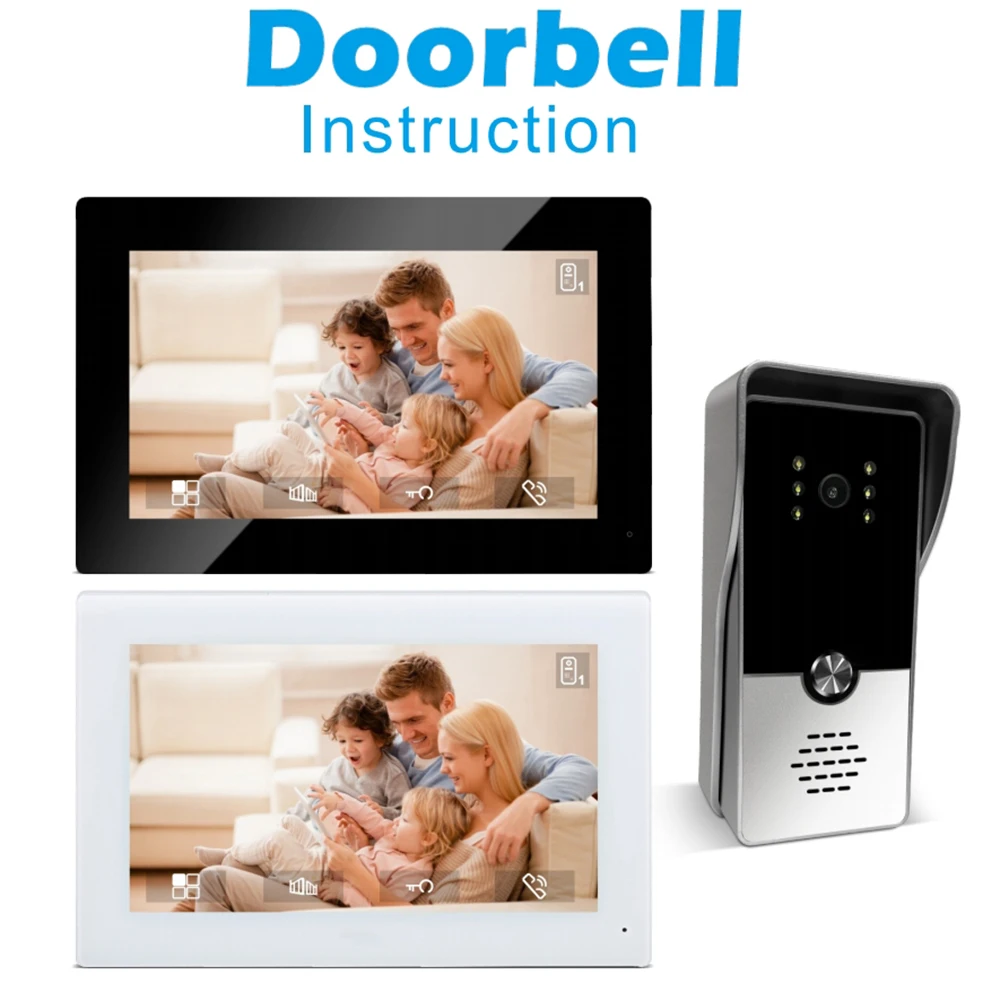 Sistema de intercomunicação de vídeo com fio colorido, 7 polegadas, câmera visual, campainha, kits de telefone para casa, ip, vila, apartamento m72t