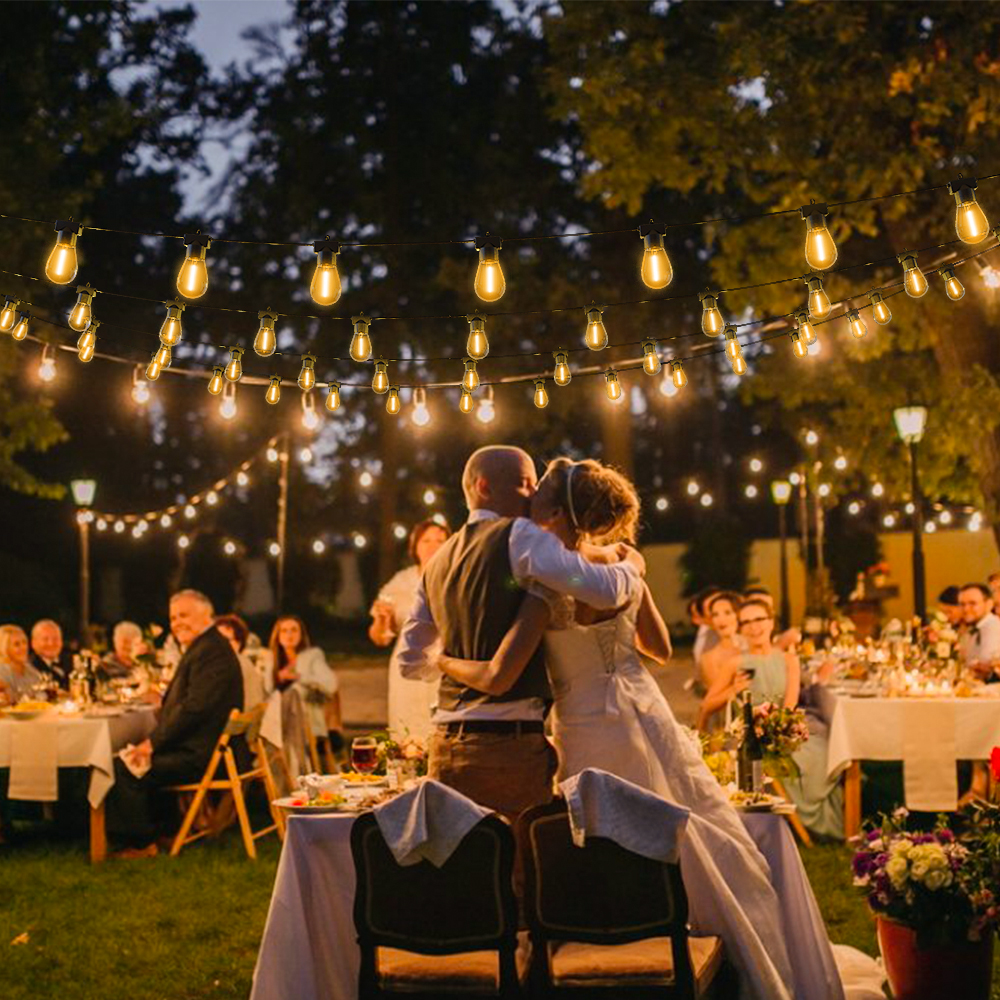 15M S14 LED Outdoor Tuinlamp String Sprookje Kerst Home Decor Cafe Bruiloft Straatverlichting Festoen