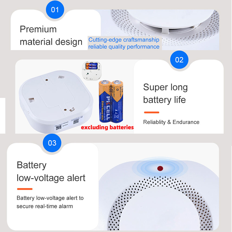 Wireless Fire Smoke Detector Warning alarm,Indoor Fire Detection,85dB Siren Sound Alarm For House Restaurant Hotel Office