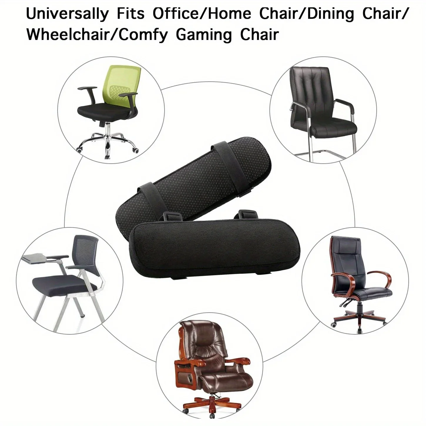 Cuscinetti per braccioli in memory foam per sedia da ufficio Cuscino di supporto per gomito per alleviare la pressione del braccio, coperture universali per sedie da scrivania
