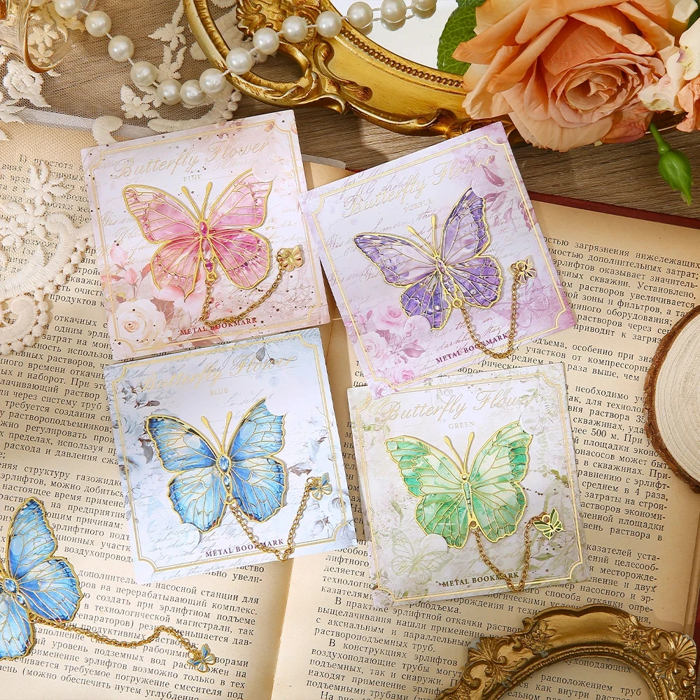 Mini segnalibro in metallo a farfalla carina con design a catena e lamina d'oro, porta pagine a libro a farfalla, segnalibro vintage per aiutare la lettura