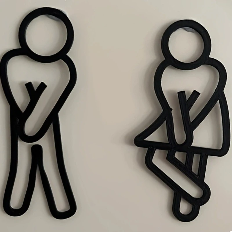 Decorazione per cartelli per porte WC, cartelli per WC moderni per uomini e donne, cartelli per WC, decorazione per contorni, pezzi appesi, toilette per ospiti, bagno