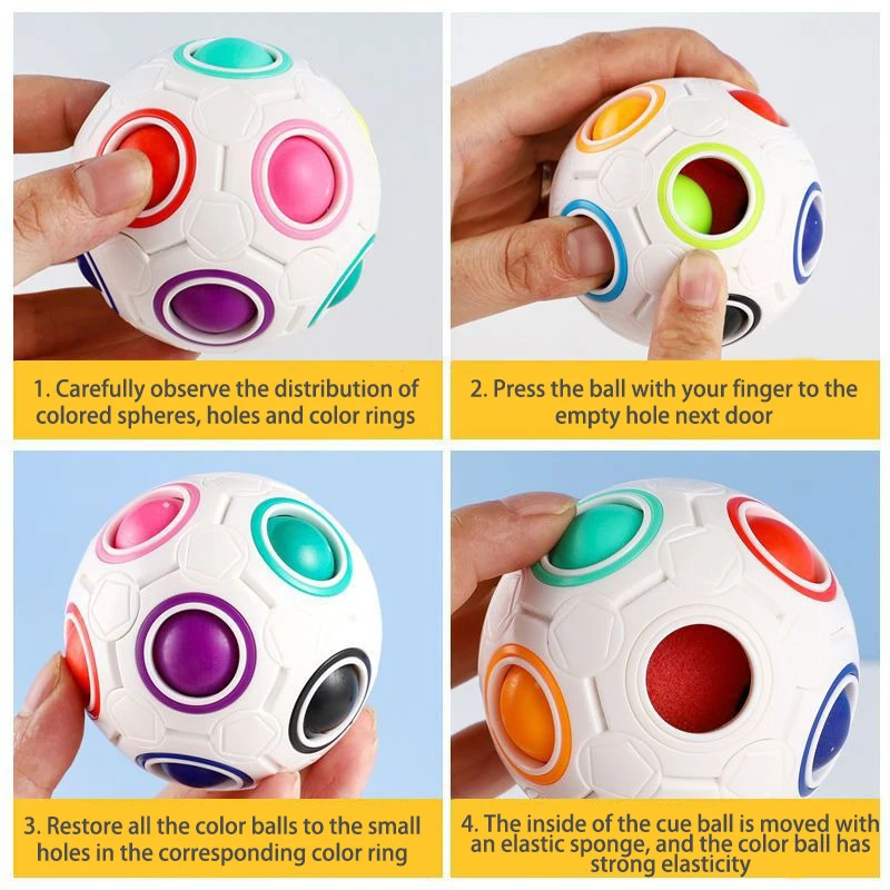 เด็ก Antistress Cube Rainbow Ball ปริศนาฟุตบอล Magic Cube การศึกษาการเรียนรู้ของเล่นเด็กผู้ใหญ่ความเครียด Reliever ของเล่น