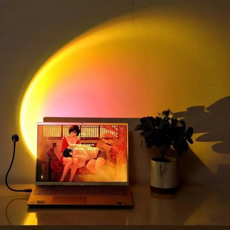 USB oświetlenie zachodu słońca LED tęczowa neonowa lampka nocna telefon komórkowy oświetlenie do selfie nastrojowe oświetlenie ścienne do dekoracji sypialni