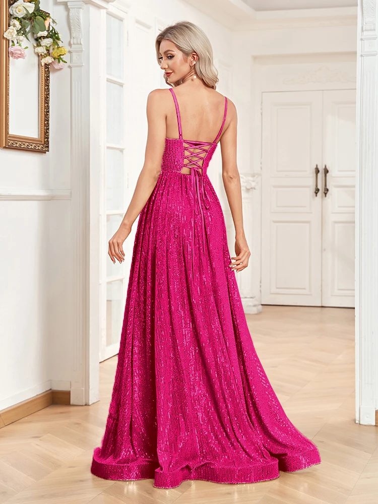 Lucyinlove Elegantเซ็กซี่Backless Sequinsชุดราตรียาว 2024 Mermaidอย่างเป็นทางการชุดผู้หญิงชุดแต่งงานCaicktailพรหม