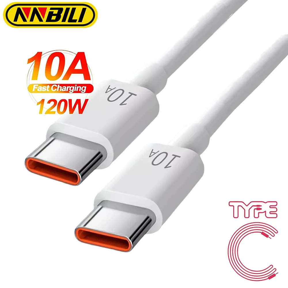 Cavo di ricarica rapida NNBILI Type-C 120W 10A per Samsung Xiaomi Huawei Cavo dati USB C per telefono cellulare Cavo dati di ricarica super veloce