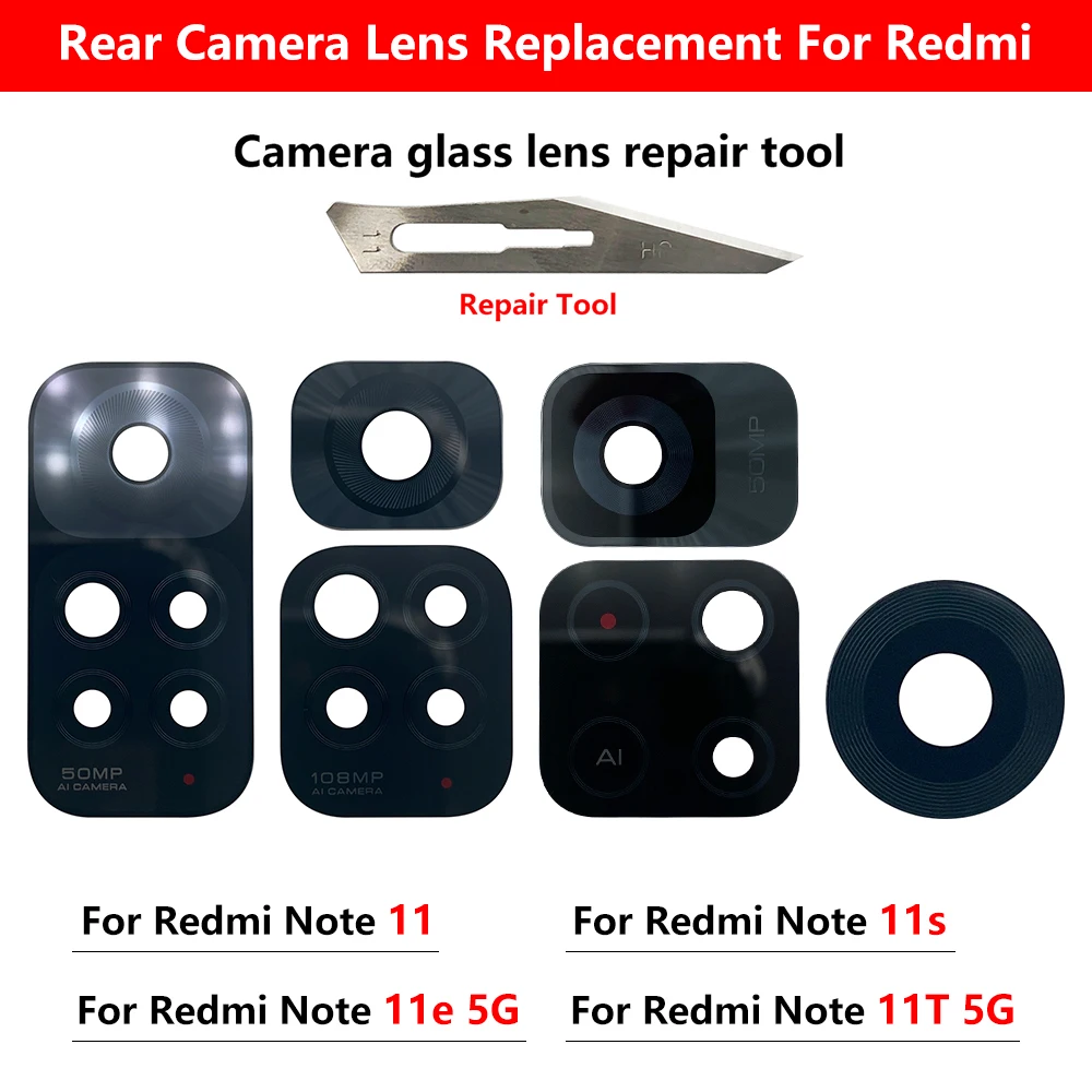 2 Chiếc, ban Đầu Lưng Phía Sau Kính Cường Lực Với Miếng Dán Thay Thế Sửa Chữa Cho Xiaomi Redmi Note 11T 11 10T 5G 10S 10 Pro Plus 5G