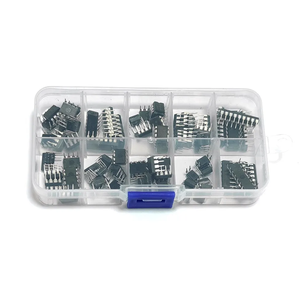 85 Uds 10 tipos NE555 LM324 LM393 UA741 ULN2803 LM358 LM386 NE5532 ULN2003 PC817 circuito integrado DIP IC Kit de chips de combinación