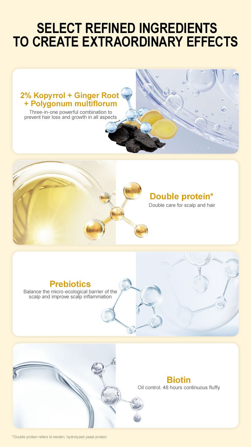PURC-suero antipérdida de cabello, suero para el crecimiento del cabello, reparación de cultivo de jengibre, aceite para el cuidado del cabello, suero para el cuero cabelludo, crecimiento rápido y grueso para hombres y mujeres