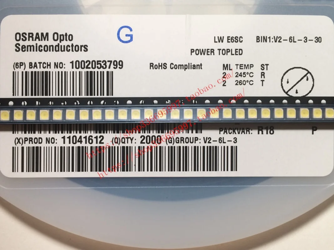 50 pz/OSRAM LWE6SC Patch 3528 a quattro zampe comune Yang 6000K positivo luce bianca strumento automobilistico LED lampada perline