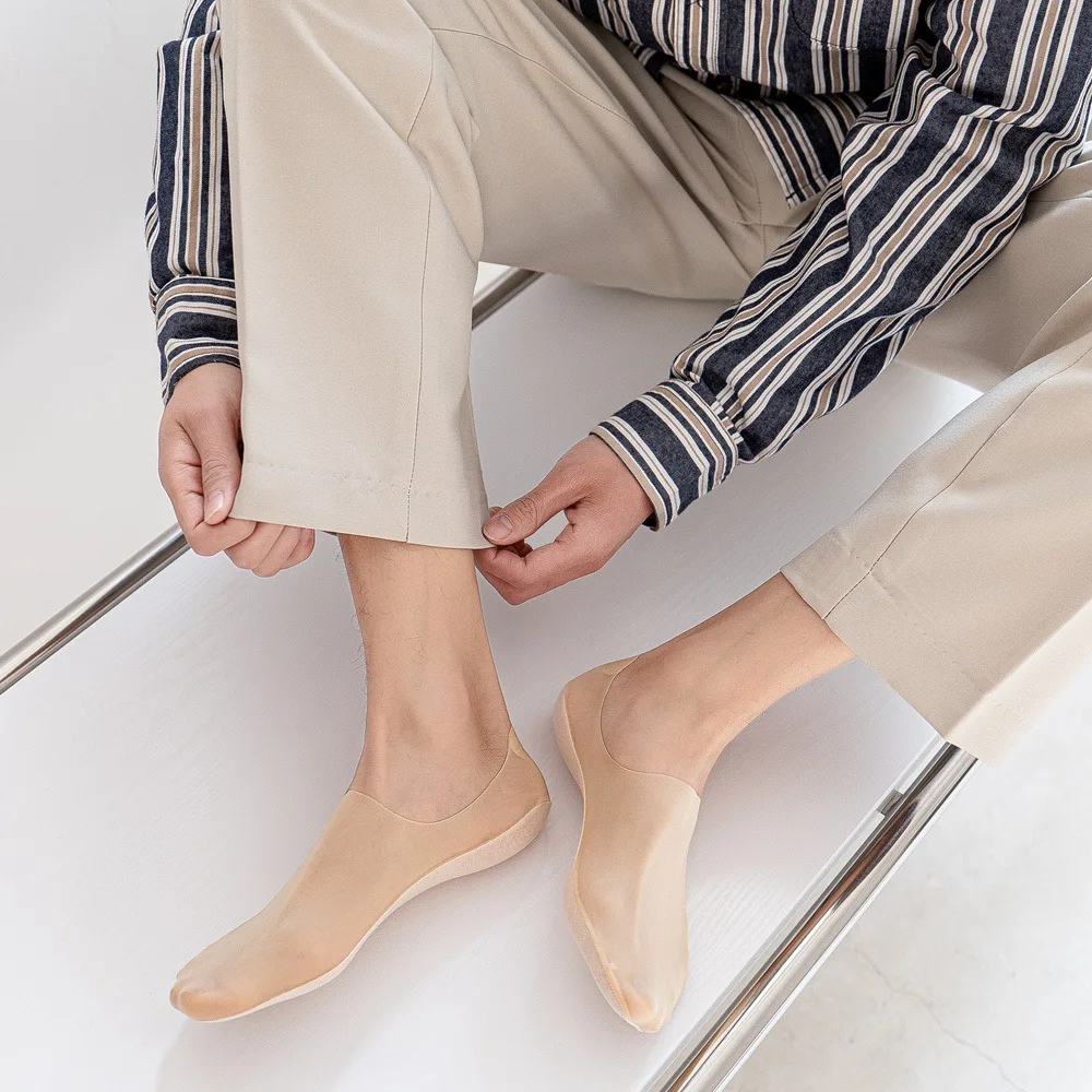 3 pares de calcetines náuticos para hombre, calcetines de verano ultrafinos y transpirables de Color sólido, zapatillas cómodas de seda de hielo suave, calcetines de corte bajo para hombre