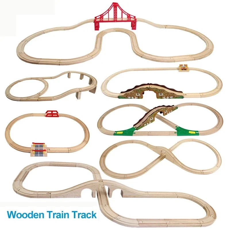 すべてのブランドと互換性のある木製のトラックアクセサリー,円形,製造玩具,鉄道ギフト,新しい